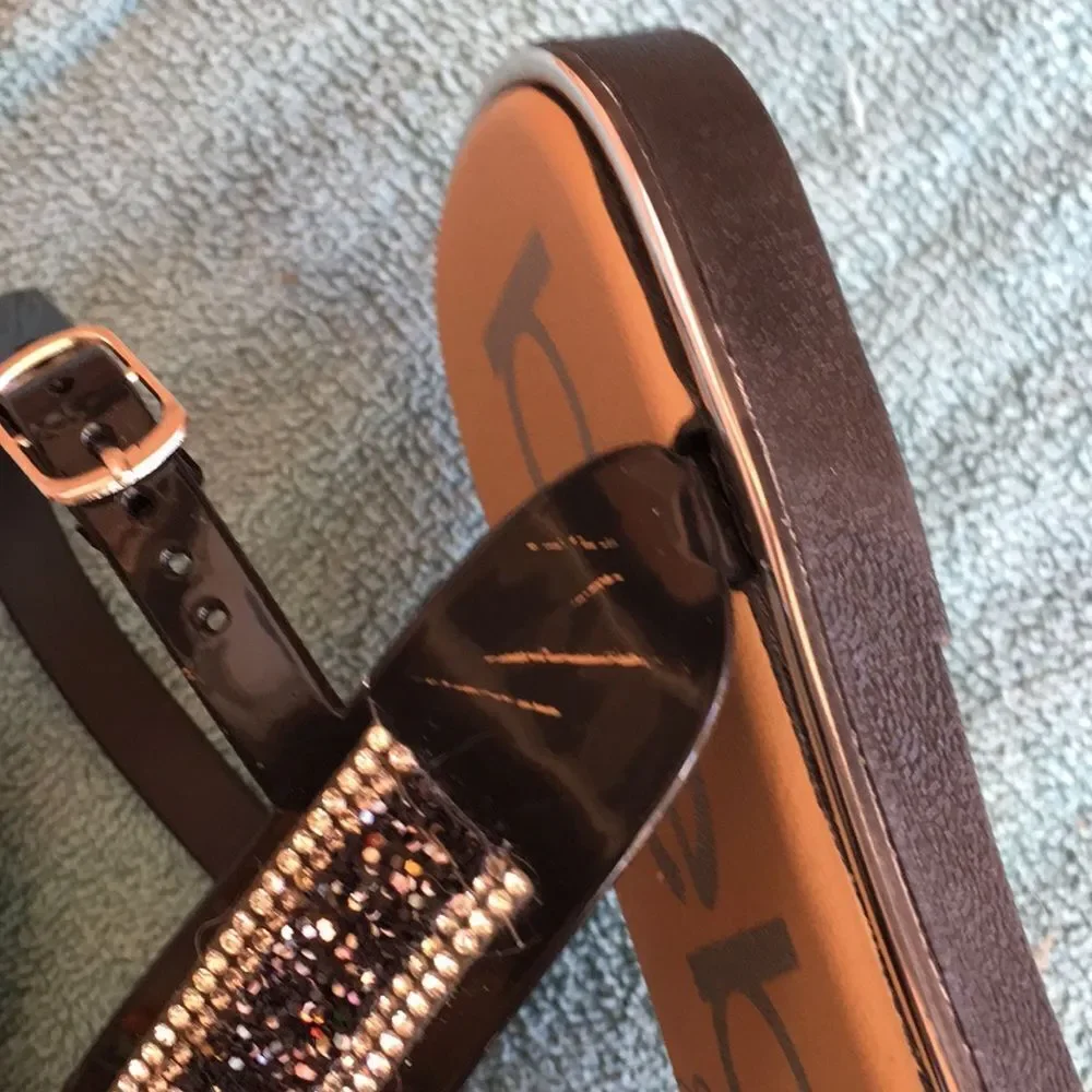 Bebe Black Beaded Sandals